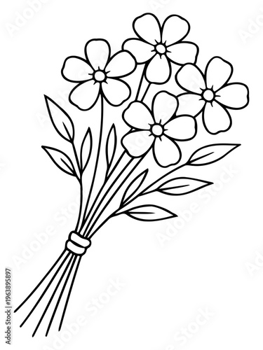 Floral Serenade in Monochrome: A delicate bouquet of blossoms, captured in elegant lines, a timeless emblem of natural beauty. 