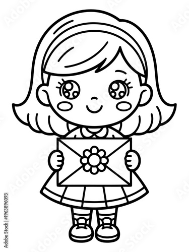 Little Girl's Letter: An adorable girl holds a letter, capturing innocence and charm. A perfect depiction of purity, joy and childhood wonder.