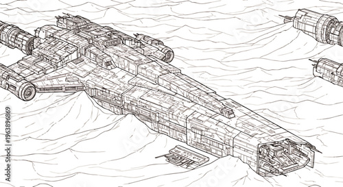 futuristic spaceship wreck on an icy planet evoking a sense of sci-fi exploration and mystery perfect for game art or book covers