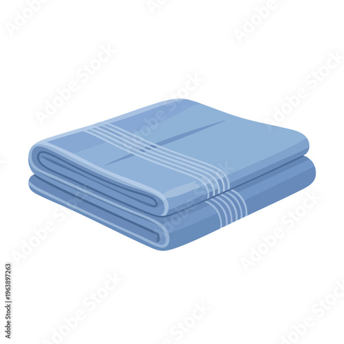 Two neatly folded light blue towels with striped detailing