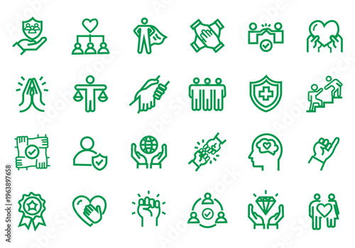 Society icon set. Editable line icons. Vector illustration.