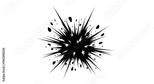 Black Ink Splatter on White Background.