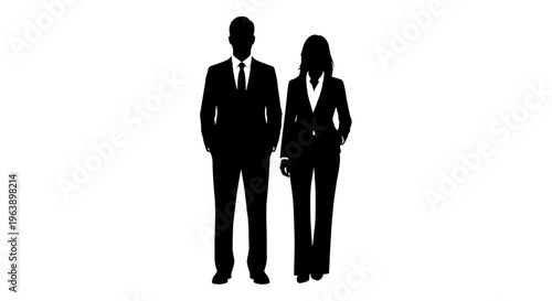 Business People Silhouettes Standing Together.