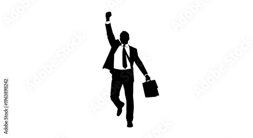 Businessman Celebrating Success with Briefcase in Hand.