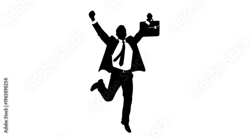 Businessman Jumping with Briefcase in Hand.