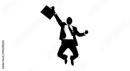 Businessman Jumping with Briefcase in Hand.
