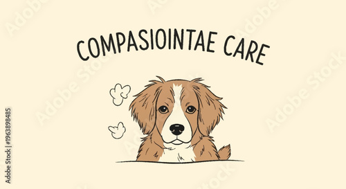 Adorable Bernese Mountain Dog Puppy with Compassionate Care Logo.