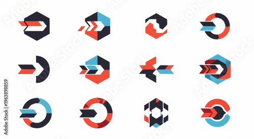 Abstract Arrow Directional Logos Collection for Business Branding.
