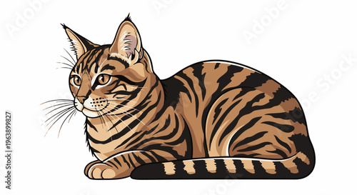 A detailed pixel art illustration of a short-haired domestic cat with tabby markings