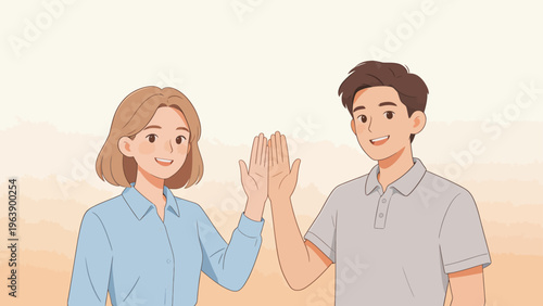 Two people giving high five