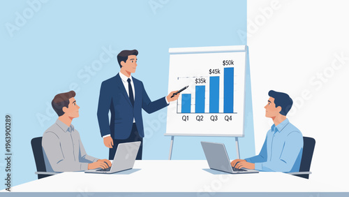 Business meeting with data presentation