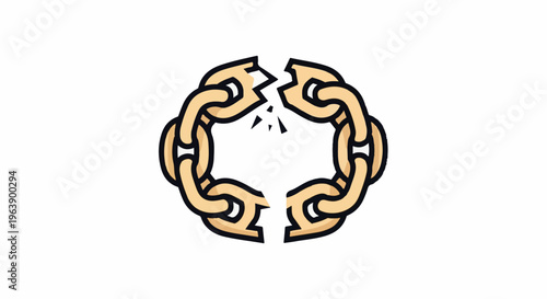 A broken chain, symbolizing the end of confinement or a strong bond