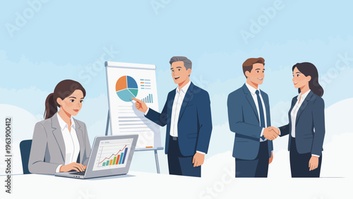 Business meeting with data presentation