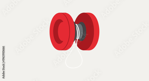 A minimalist illustration of a bright red yo-yo with a white string