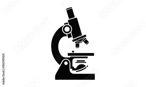 Minimalist Black Silhouette Microscope Icon Vector Illustration