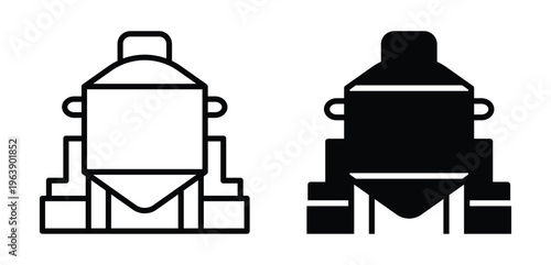 Black and White Outline of Industrial Mixer Equipment for Food Processing