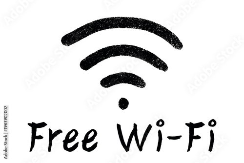 Hand drawn free wifi spot zone sign Public wi-fi area sign Wireless internet clipart in doodle style Single element for print, web, design, decor 3G, 4G, 5G, 6G, IoT