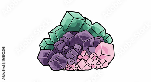 A colorful cluster of geometric crystal formations