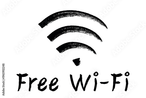 Hand drawn free wifi spot zone sign Public wi-fi area sign Wireless internet clipart in doodle style Single element for print, web, design, decor 3G, 4G, 5G, 6G, IoT