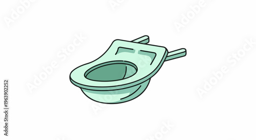 A light green toilet bowl with a hinged lid and seat, presented from a low angle