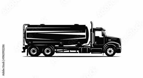 A graphic illustration of a tanker truck, isolated on a white background