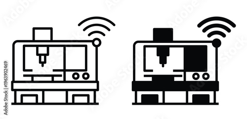 Illustration of Smart Manufacturing Machine with Wireless Technology
