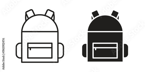 Backpack icon and symbol. Vector logo design element.