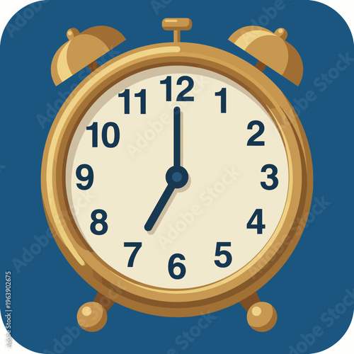 A vintage-style alarm clock, characterized by its round face and gold accents, symbolizes the passage of time, punctuality, and the importance of routine in daily life.