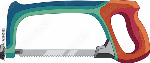 Tableau sur toile This artistic representation of a handsaw showcases vibrant colors and modern design, illustrating the beauty and functionality of essential tools in creative workspaces