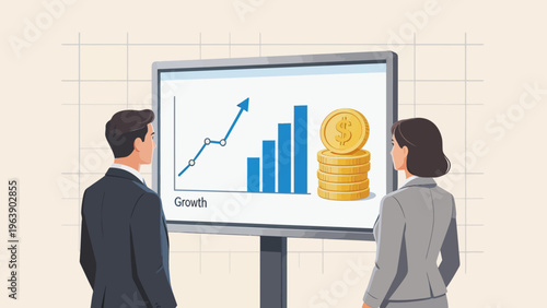 Business people viewing growth chart