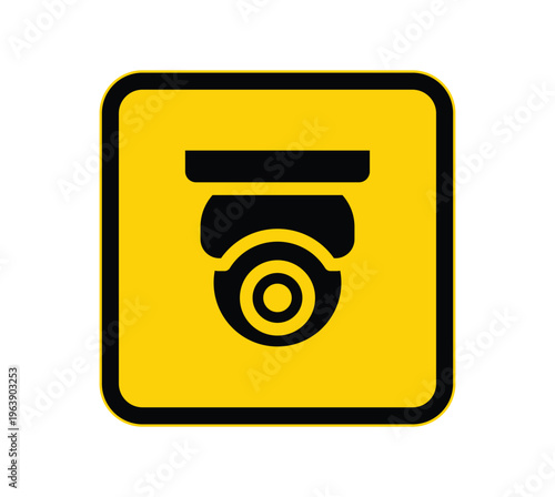 Security Camera Icon on Yellow Background for Surveillance and Protection