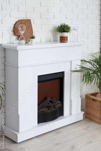 Modern fireplace with diffe...
