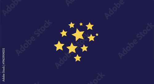 A cluster of golden stars on a deep blue background