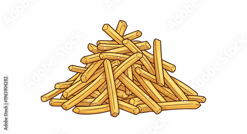 A pile of golden-brown french fries, lightly seasoned with salt