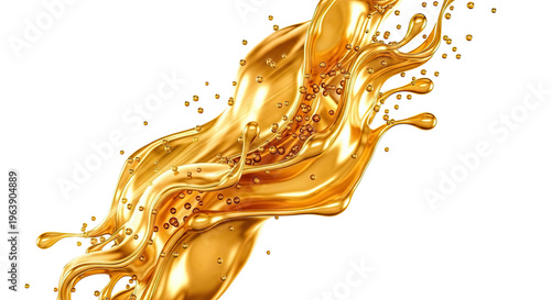 Golden Liquid Splash with Bubbles