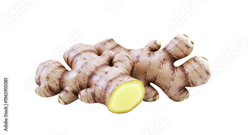 Fresh Ginger Root with a Slice