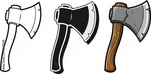 Axe icon vector illustration set isolated on transparent background ready for your design.