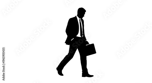 Businessman Walking with Briefcase Silhouette.