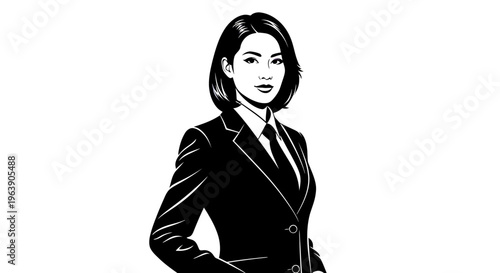 Confident Businesswoman in Formal Suit Illustration.