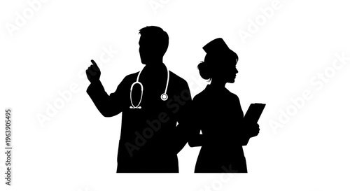 Doctor and Nurse Silhouettes Medical Professionals.
