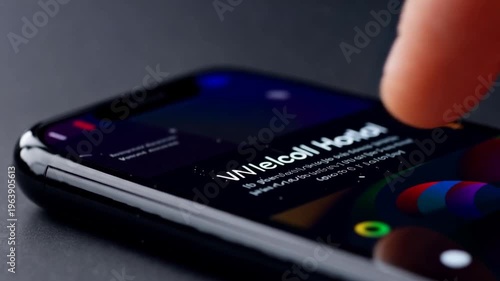 Finger Touching Smartphone Home Button.