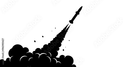 Rocket Launching into the Sky Silhouette.