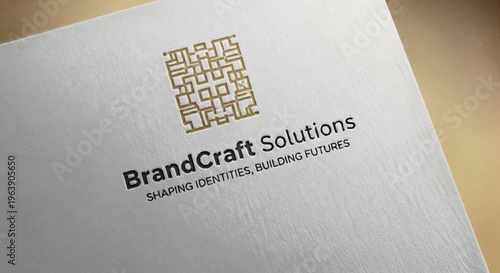 BrandCraft Solutions logo on textured paper, showcasing a modern and professional brand identity.
