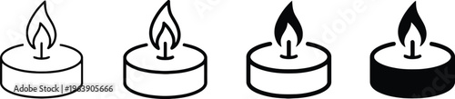 Four candles with flames in various states