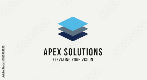 Apex Solutions Logo with Stacked Squares and Elevating Your Vision Slogan.