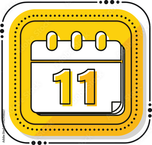 Yellow calendar app icon with number eleven on checkered background for event scheduling and planning.