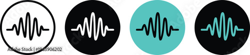 Sound wave logo icons in different colors and styles