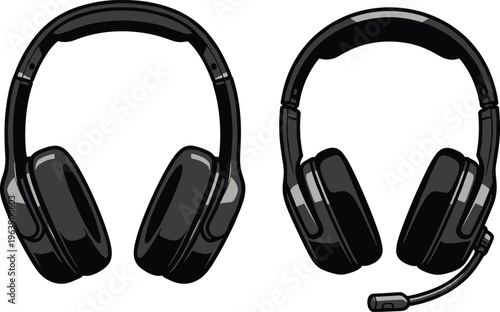 Modern black over ear headphones with adjustable headband and comfortable earcups for music listening and gaming.