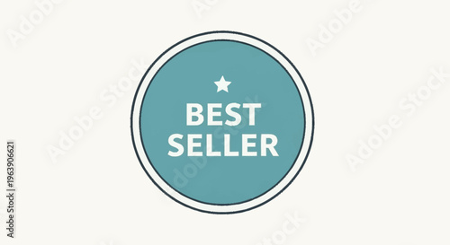 Best Seller Badge with Star Icon in Teal Circle.