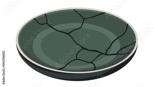 Cracked Ceramic Plate Icon for Food Service, Restaurant, and Kitchen Disruption Concepts